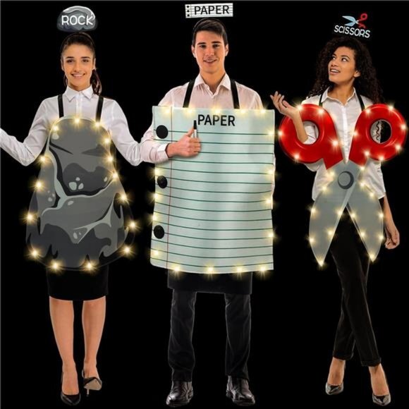 Rock Paper Scissors Costumes Couples Halloween Set Adults Family Halloween 3 - Picture 1 of 7